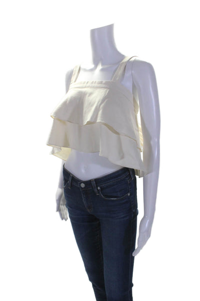 Prose & Poetry Womens Cotton White Layered Zip Back Sleeveless Crop Top Size XS