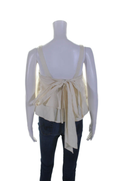 Prose & Poetry Womens Cotton White Layered Zip Back Sleeveless Crop Top Size XS