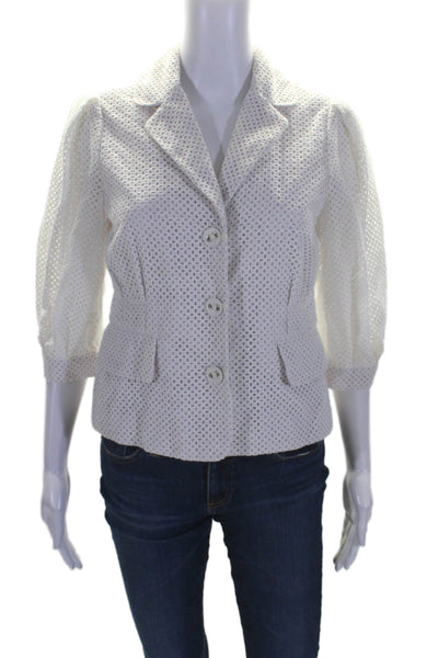 Marc By Marc Jacobs Women's Collared Short Sleeves Mesh Jacket White Size 4