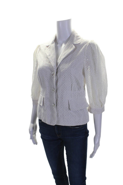 Marc By Marc Jacobs Women's Collared Short Sleeves Mesh Jacket White Size 4