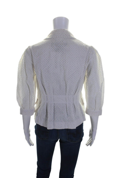 Marc By Marc Jacobs Women's Collared Short Sleeves Mesh Jacket White Size 4