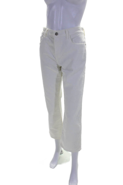 Current/Elliott Womens Cotton High Rise Straight Leg Jeans White Size 29