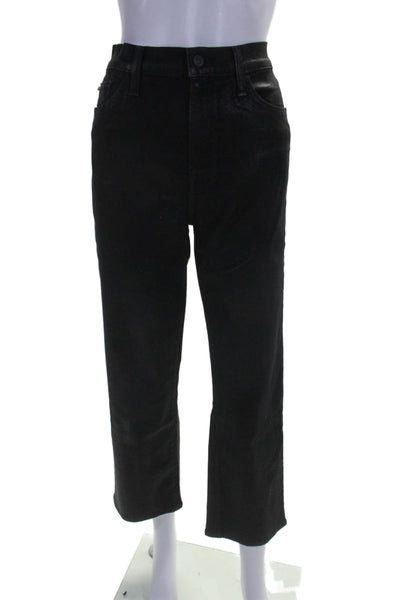 Hudson Womens High Rise Coated Straight Leg Jeans Black Size 28