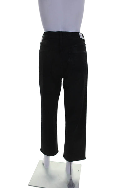 Hudson Womens High Rise Coated Straight Leg Jeans Black Size 28