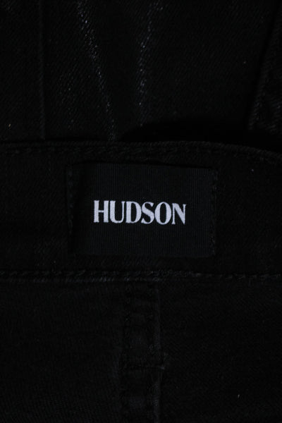 Hudson Womens High Rise Coated Straight Leg Jeans Black Size 28