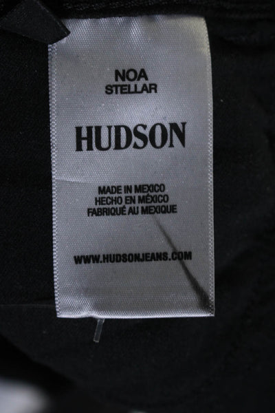 Hudson Womens High Rise Coated Straight Leg Jeans Black Size 28