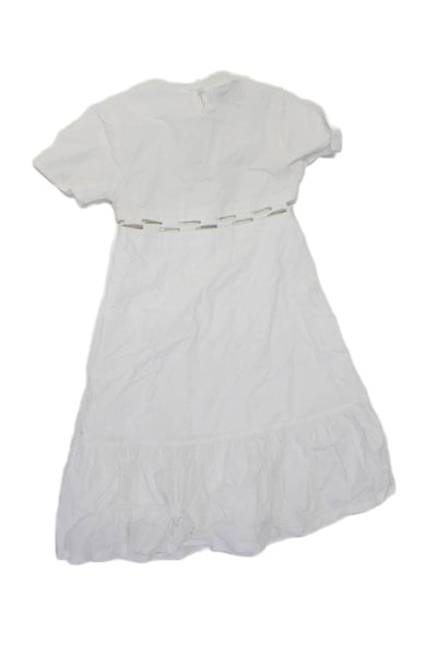 Les Coyotes De Paris Girls Short Sleeve Ruffle long Layered Dress White Size M