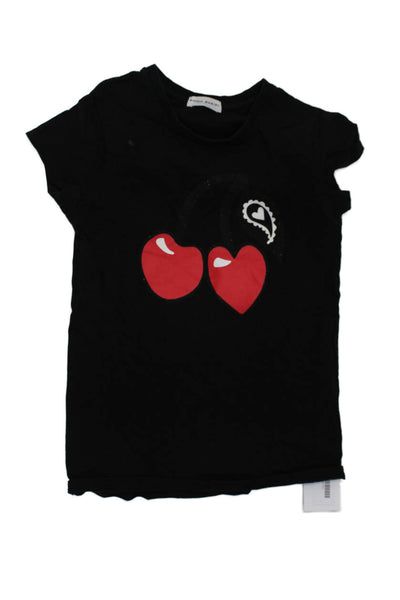 Sonia Rykiel Girls Cotton Heart Design Short Sleeve Graphic T-shirt Black Size M