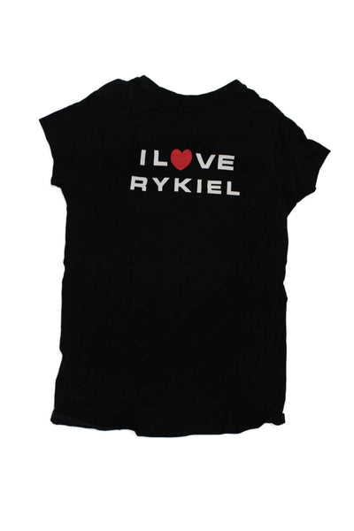 Sonia Rykiel Girls Cotton Heart Design Short Sleeve Graphic T-shirt Black Size M