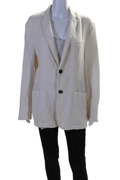 Barena Venezia Womens White Cotton Blend Two Button Long Sleeve Blazer Size 50