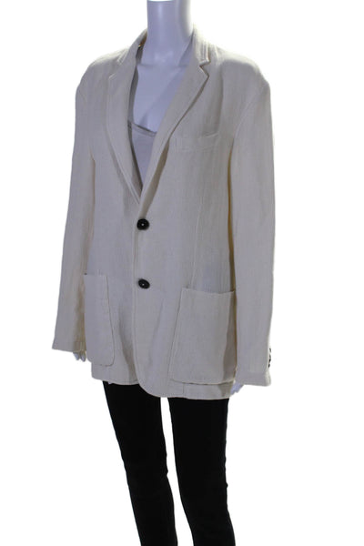 Barena Venezia Womens White Cotton Blend Two Button Long Sleeve Blazer Size 50