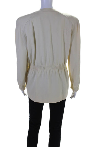 Valentino Miss V Womens Single Button Light Jacket White Wool Size 10