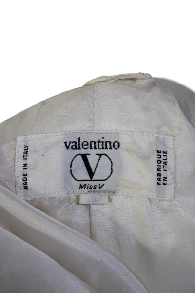 Valentino Miss V Womens Single Button Light Jacket White Wool Size 10