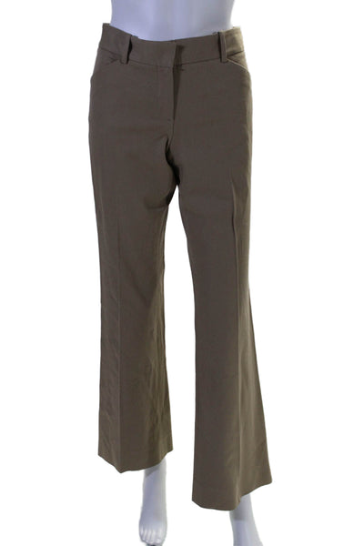 Theory Womens Creased Mid Rise Straight Leg Max C Bistretch Pants Beige Size 8