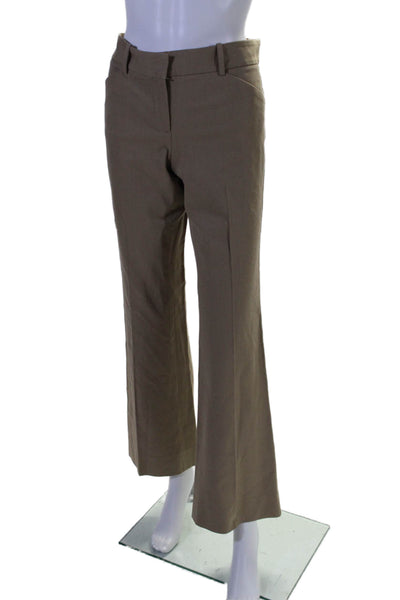 Theory Womens Creased Mid Rise Straight Leg Max C Bistretch Pants Beige Size 8