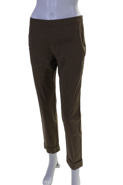Victoire Womens High Rise Cuffed Slim Leg Pants Beige Cotton Size EUIR 44