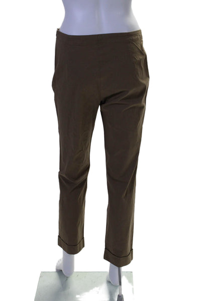 Victoire Womens High Rise Cuffed Slim Leg Pants Beige Cotton Size EUIR 44