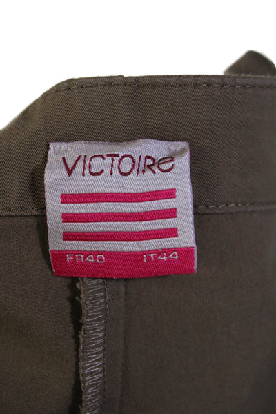 Victoire Womens High Rise Cuffed Slim Leg Pants Beige Cotton Size EUIR 44
