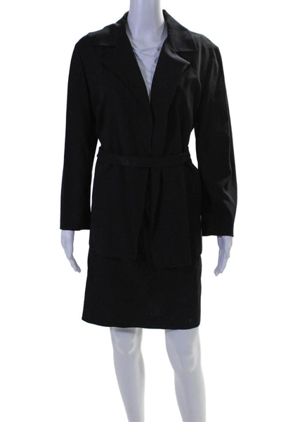 Jil Sander Womens Tie Closure Long Sleeves Skirt Suit Black Wool Size EUR 40