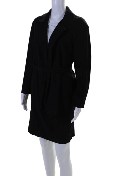 Jil Sander Womens Tie Closure Long Sleeves Skirt Suit Black Wool Size EUR 40