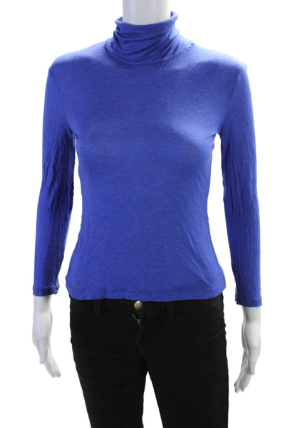 Blue Les Copains Womens Long Sleeve Slim Fit Turtleneck Top Blue Size Small