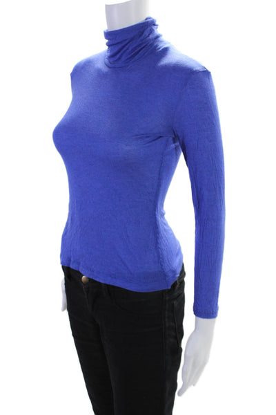 Blue Les Copains Womens Long Sleeve Slim Fit Turtleneck Top Blue Size Small