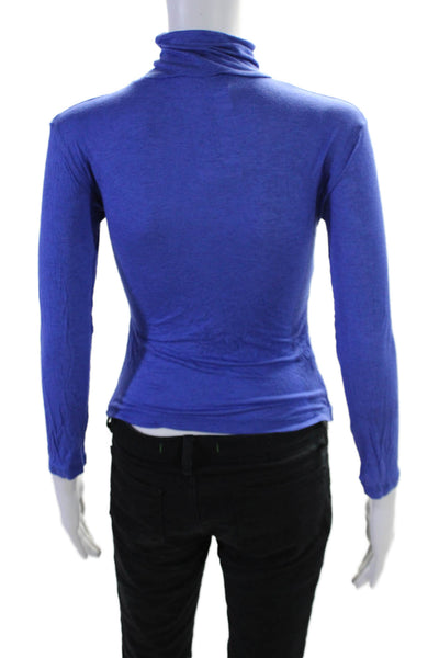 Blue Les Copains Womens Long Sleeve Slim Fit Turtleneck Top Blue Size Small