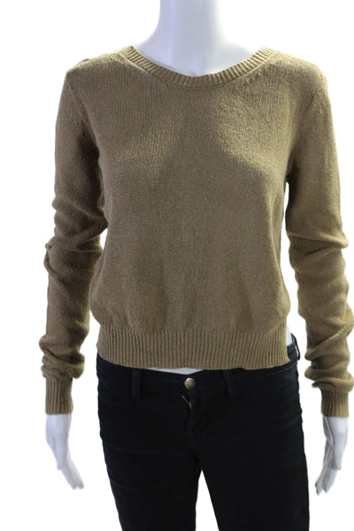 3.1 Phillip Lim Womens Long Sleeve Scoop Neck Knit Top Beige Size XS