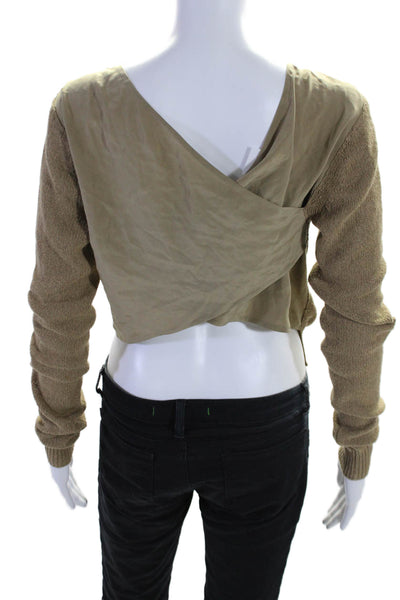 3.1 Phillip Lim Womens Long Sleeve Scoop Neck Knit Top Beige Size XS