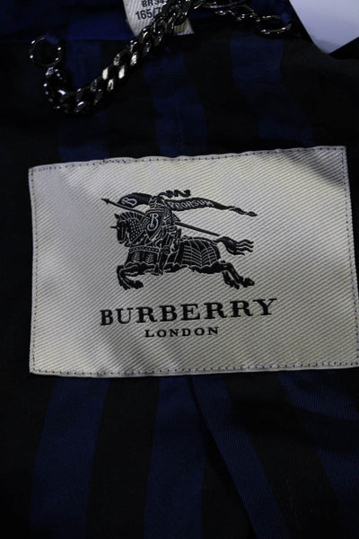 Burberry London Womens Long Sleeve Zip Front Hooded Jacket Blue Size 2