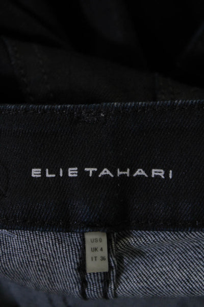 Elie Tahari Womens Zip Front Tapered Leg Five Pocket Pants Black Size 0