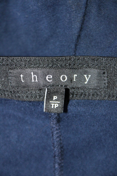 Theory Womens Elastic Waist Tapered Pleated Leggings Blue Size Small