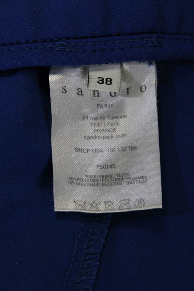 Sandro Womens Flat Zip Front Tapered Leg Pleated Dress Pants Blue 32 in