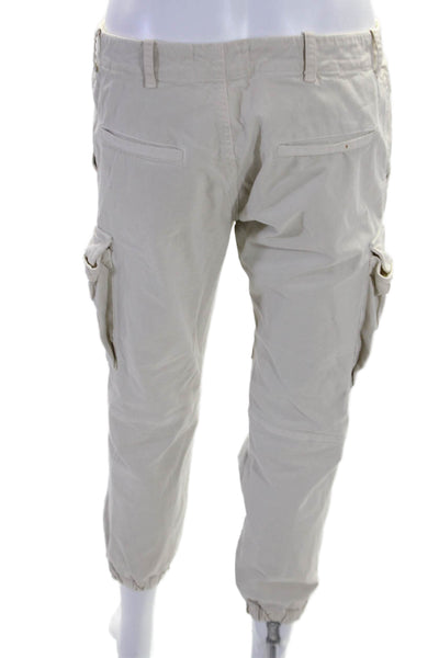 Nili Lotan Womens Zip Front Tapered Leg Cuffed Cargo Pants Beige Size 4