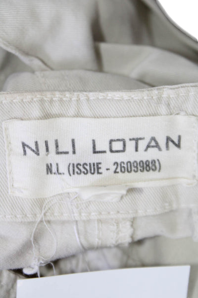 Nili Lotan Womens Zip Front Tapered Leg Cuffed Cargo Pants Beige Size 4