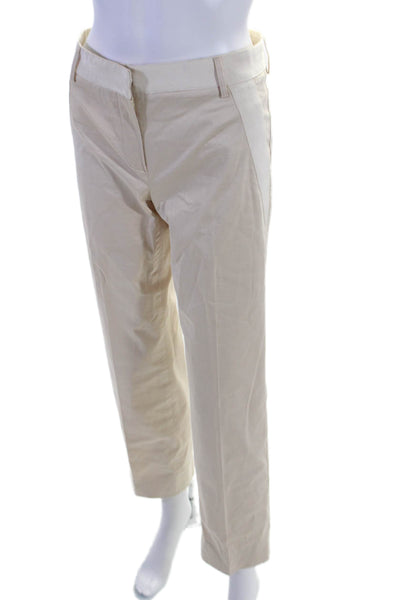 Blue Les Copains Womens Zip Front Tapered Leg Pleated Casual Pants Beige 24 in