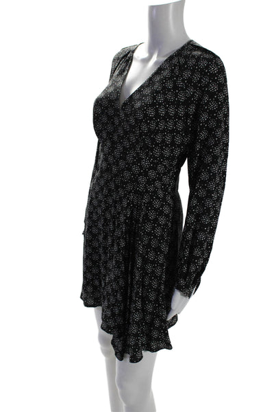 Equipment Femme Womens Silk Long Sleeve Star Print V Neck Dress Black Size 2