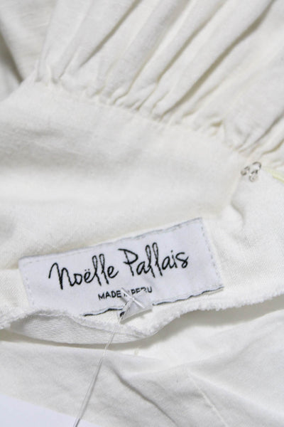 Noelle Pallais Womens Gathered Linen A Line Maxi Skirt White Size M