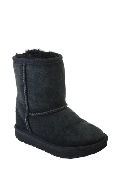 Ugg Girls Solid Black Classic II Sheepskin Fuzzy Lined Boots Size 9