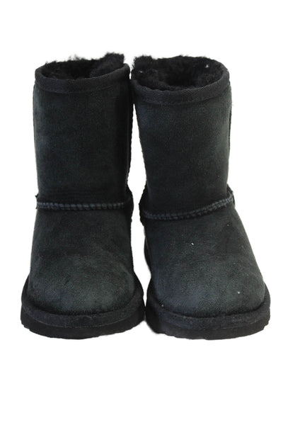 Ugg Girls Solid Black Classic II Sheepskin Fuzzy Lined Boots Size 9