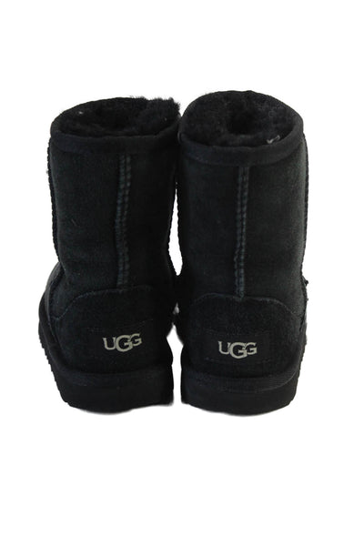 Ugg Girls Solid Black Classic II Sheepskin Fuzzy Lined Boots Size 9