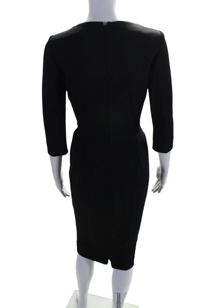 ZAC Zac Posen Womens Back Zip 3/4 Sleeve Sweetheart Sheath Dress Black Size 2