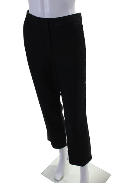 T Alexander Wang Womens Mid Rise Satin Trim Dress Pants Black Size 4