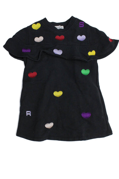 Sonia Rykiel Girls Cotton Embroidered Short Sleeve Dress Black Size 6Y