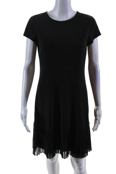 Calvin Klein Womens Scoop Neck Back Zip Pleated Long Dress Black Size M