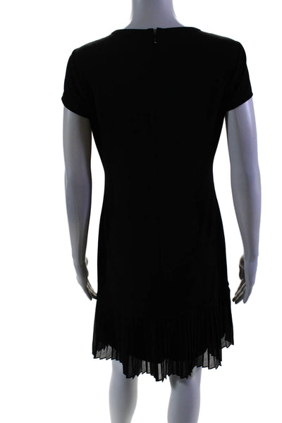 Calvin Klein Womens Scoop Neck Back Zip Pleated Long Dress Black Size M