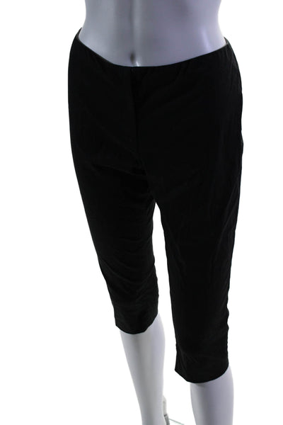 Prada Womens Flat Front Mid-Rise Cropped Zip Up Pants Trousers Black Size 40