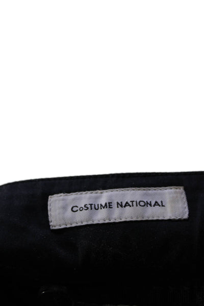 Costume National Womens Cotton Blend Low-Rise Straight Leg Pants Black Size 40