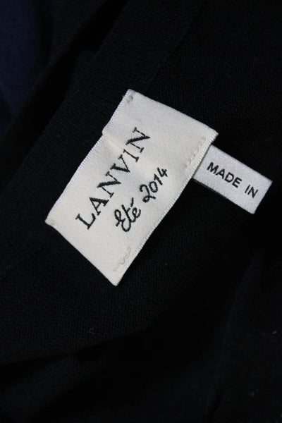 Lanvin Womens Long Sleeves Pullover Crew Neck Sweater Navy Blue Black Size Small