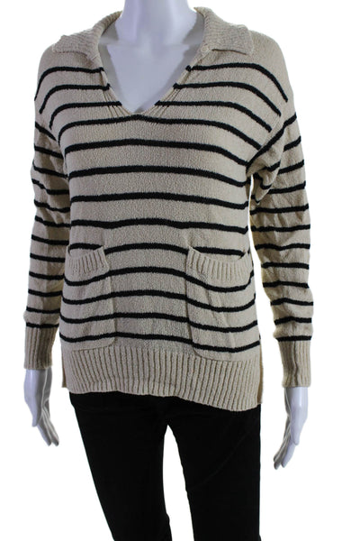 Alex Mill Women's Collared Long Sleeves Pullover Sweater Beige Striped Size XS